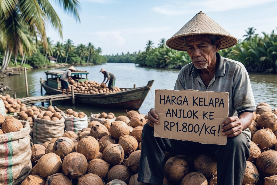Harga Kelapa Inhil Anjlok Parah hingga Rp1.800/Kg, DPRD Riau Desak Standar Harga Objektif
