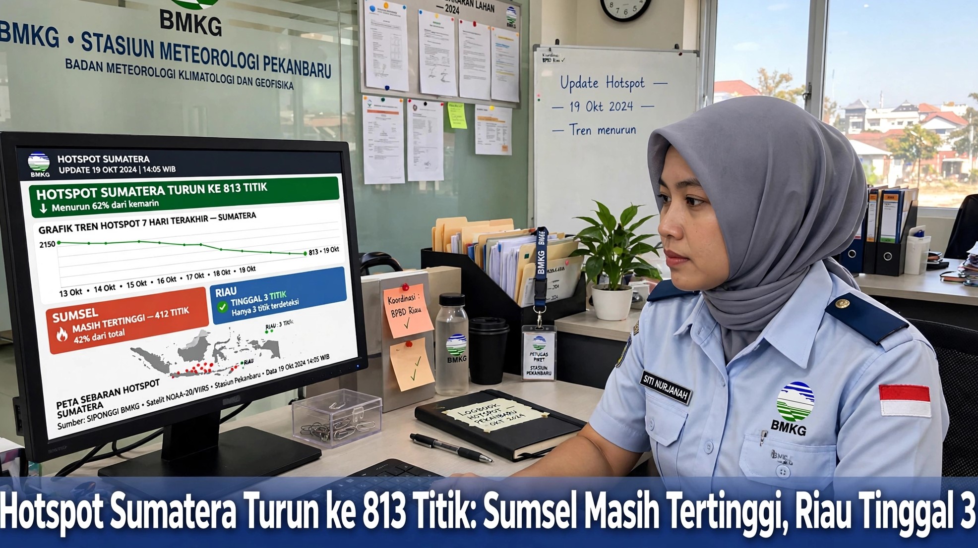 Hotspot Sumatera Turun ke 813 Titik: Sumsel Masih Tertinggi, Riau Tinggal 3
