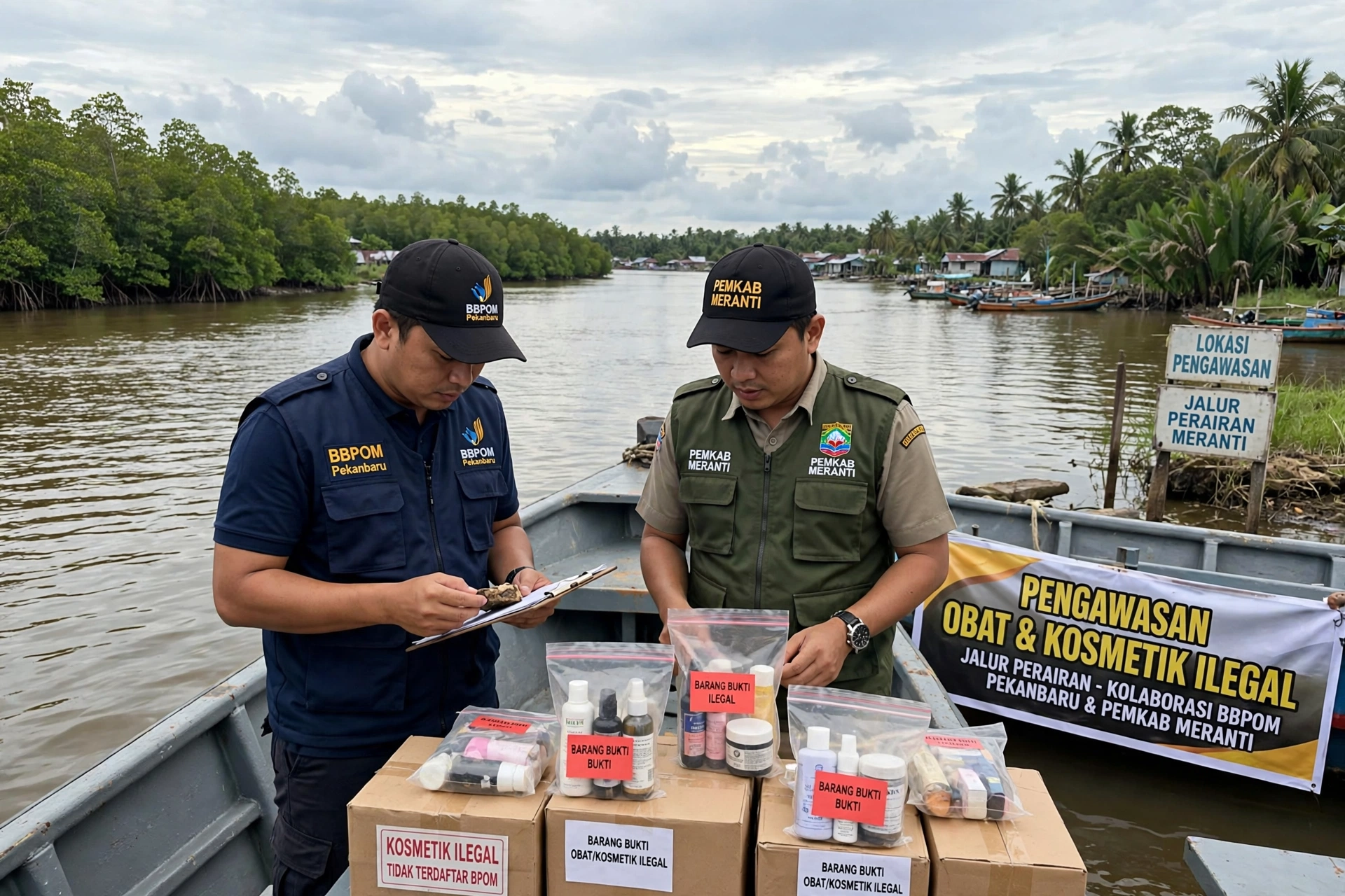 BBPOM Pekanbaru dan Pemkab Meranti Perketat Pengawasan Obat-Kosmetik Ilegal di Jalur Perairan