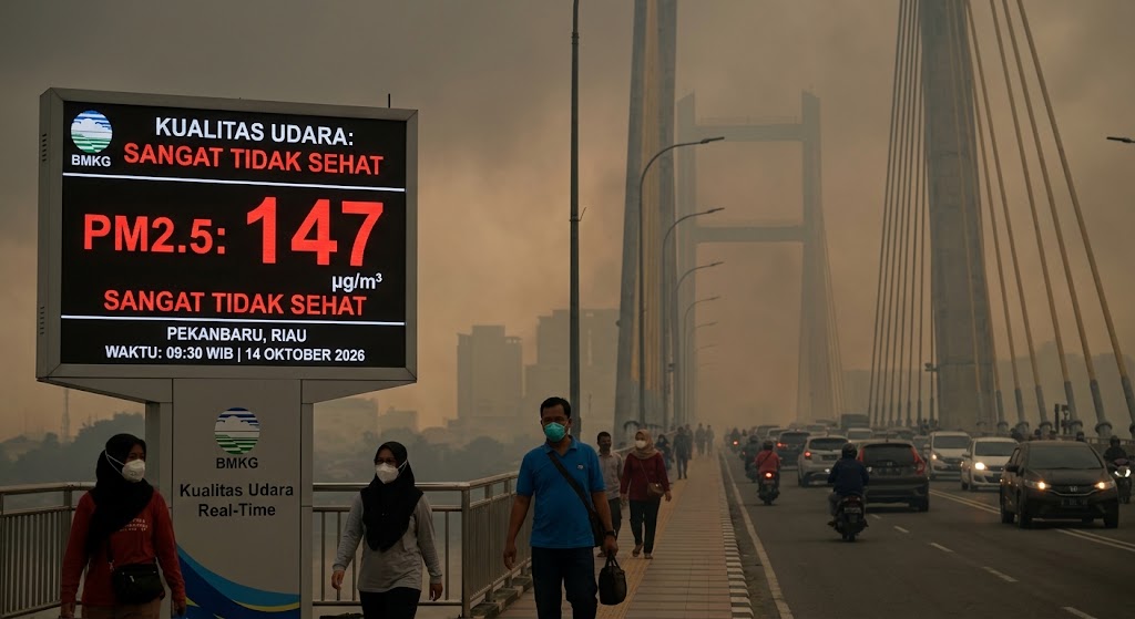 PM2.5 Capai 147, Udara Pekanbaru Sangat Tidak Sehat Imbas Asap Kiriman