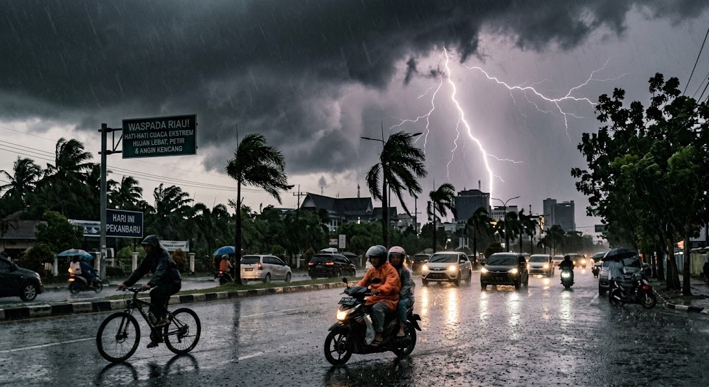 Waspada Hujan Lebat Disertai Petir dan Angin Kencang di Riau Hari Ini