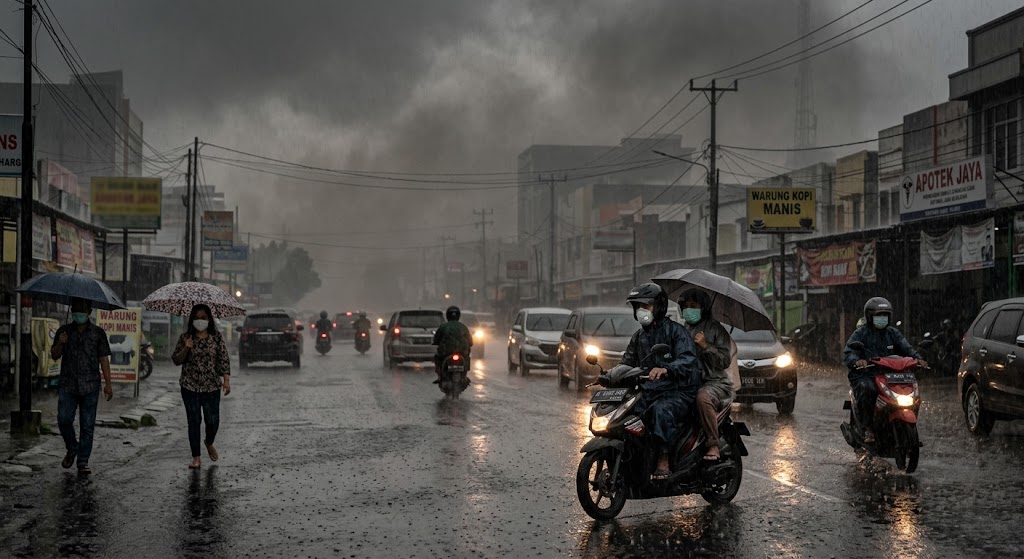 Hujan Deras Tak Mampu Usir Asap, Pekanbaru Masih Diselimuti Kabut Asap