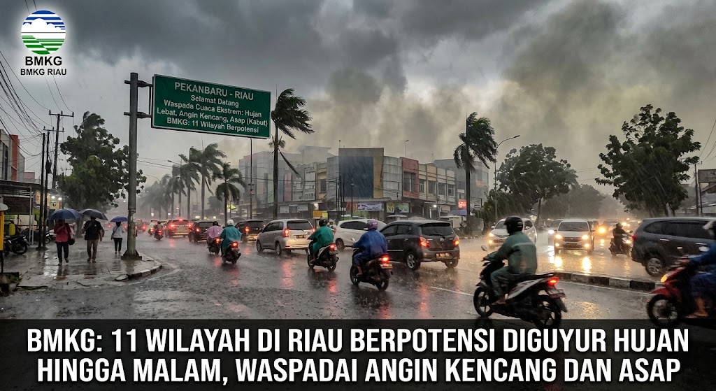BMKG: 11 Wilayah di Riau Berpotensi Diguyur Hujan hingga Malam, Waspadai Angin Kencang dan Asap