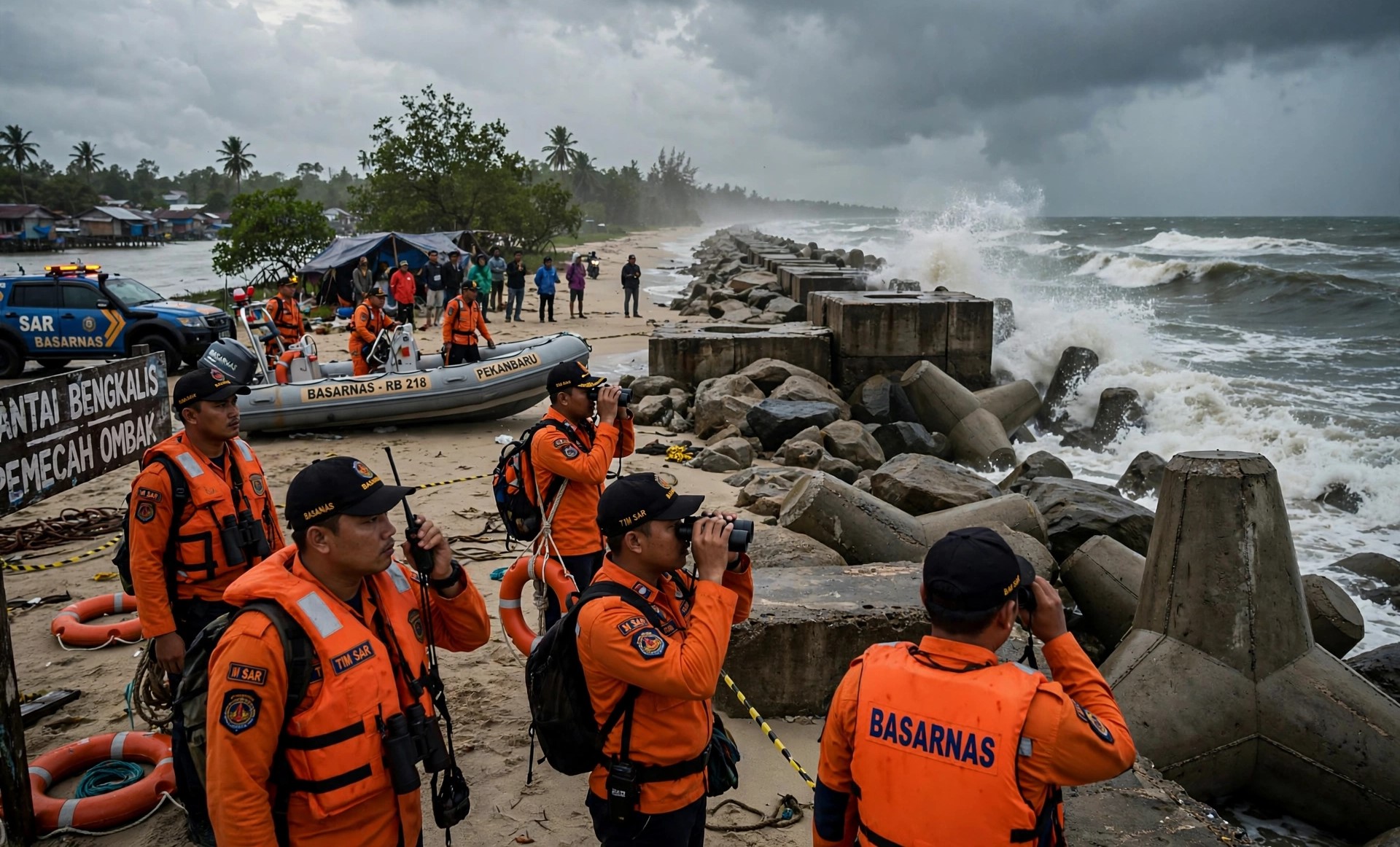 Tragedi Pemecah Ombak di Bengkalis: Tiga Remaja Terseret Arus, Dua Meninggal Dunia